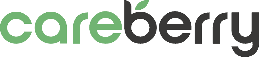 Careberry logo with a stylized green and grey text design, symbolizing Care Excellence through technology.